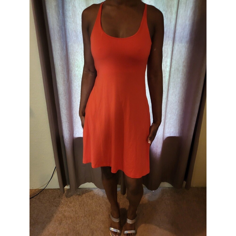 LOU & GREY Shift Dress XSmall Orange Spaghetti Strap Pockets